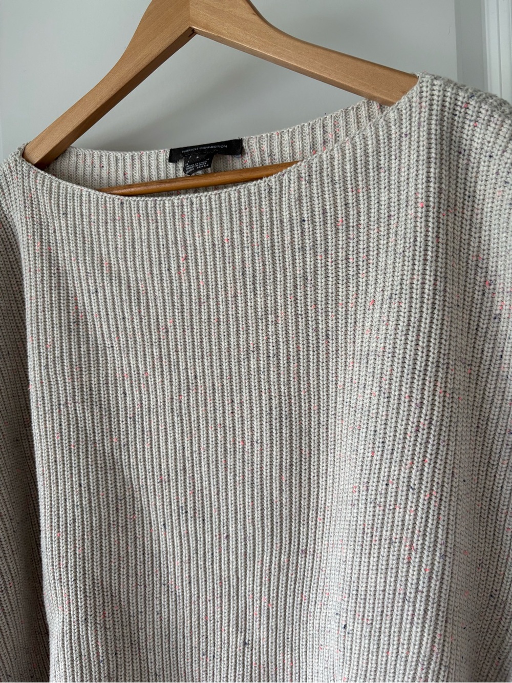 French Connection Oversized Speckled Cotton Sweater Size Large - Picture 3 of 9